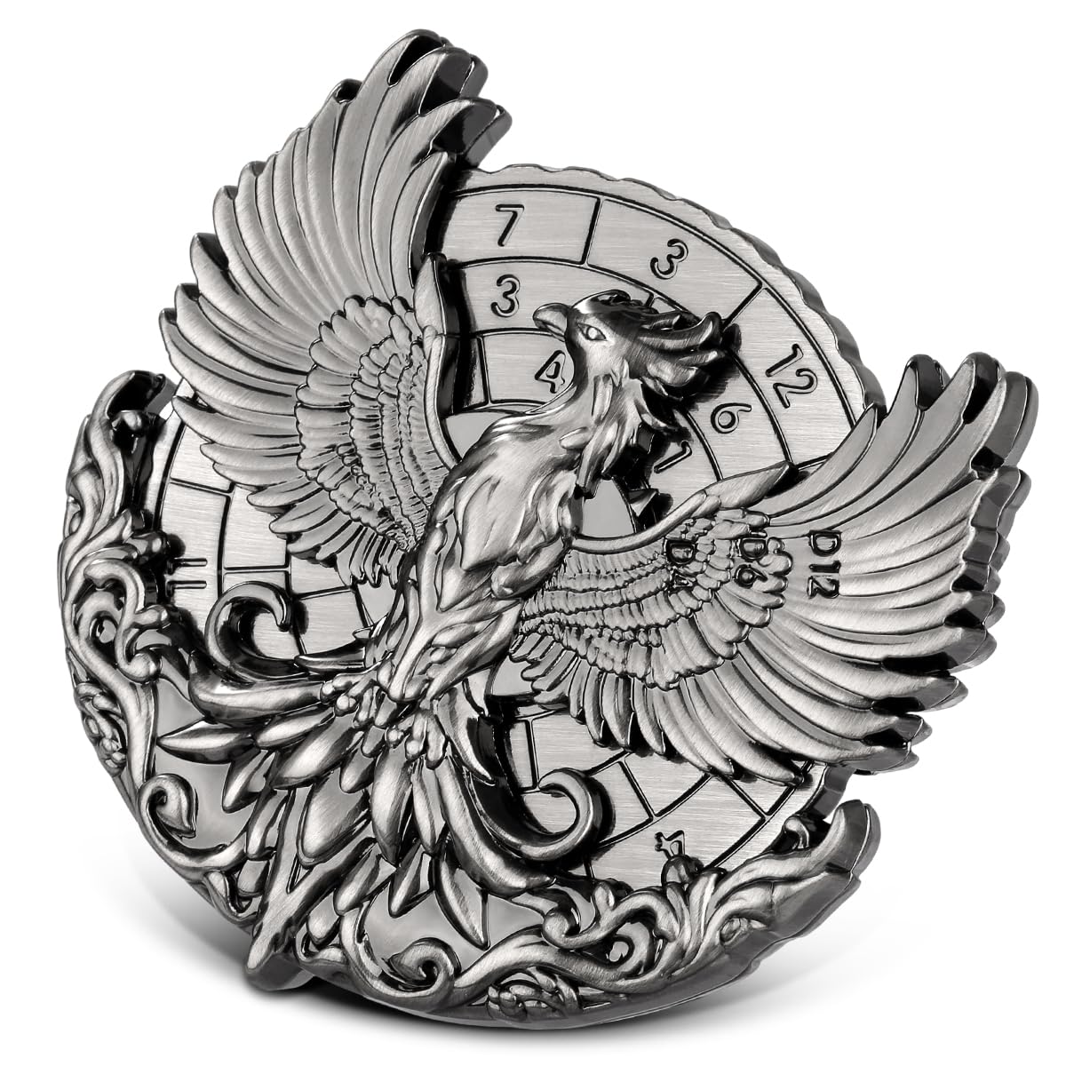 7-in-1 Phoenix Fingertip Gyro, DND Wheel Dice Spiner, DND Starter Set, 7-in-1 Metal D&D Dice Set, D&D Gifts with Dragon Logo Gift Bag, Tabletop Games, Role Playing Board Game Accessories, Silver