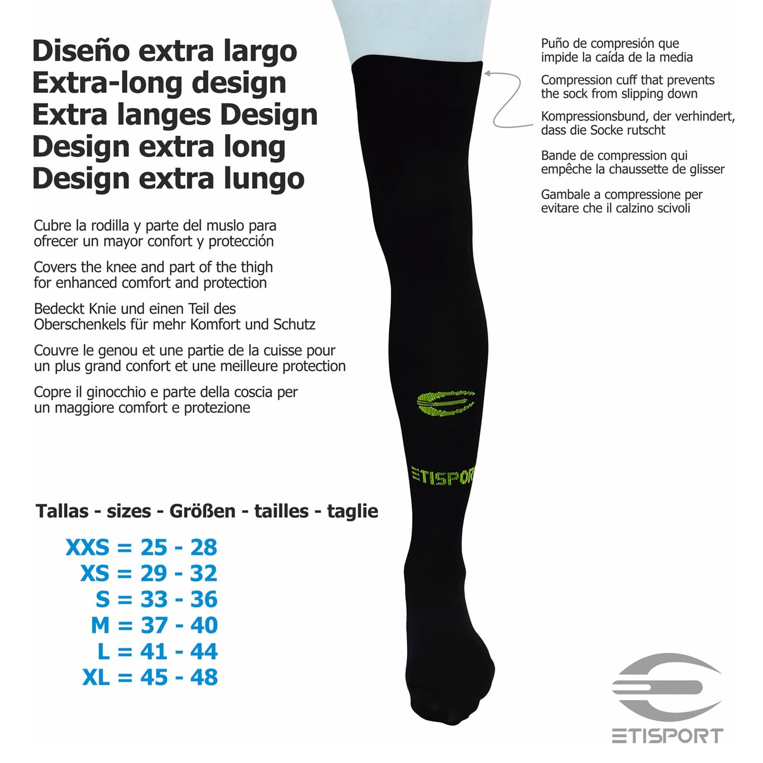 Calcetines Hockey Largas Elásticas Tejidos técnicos alto rendimiento cubre rodillas