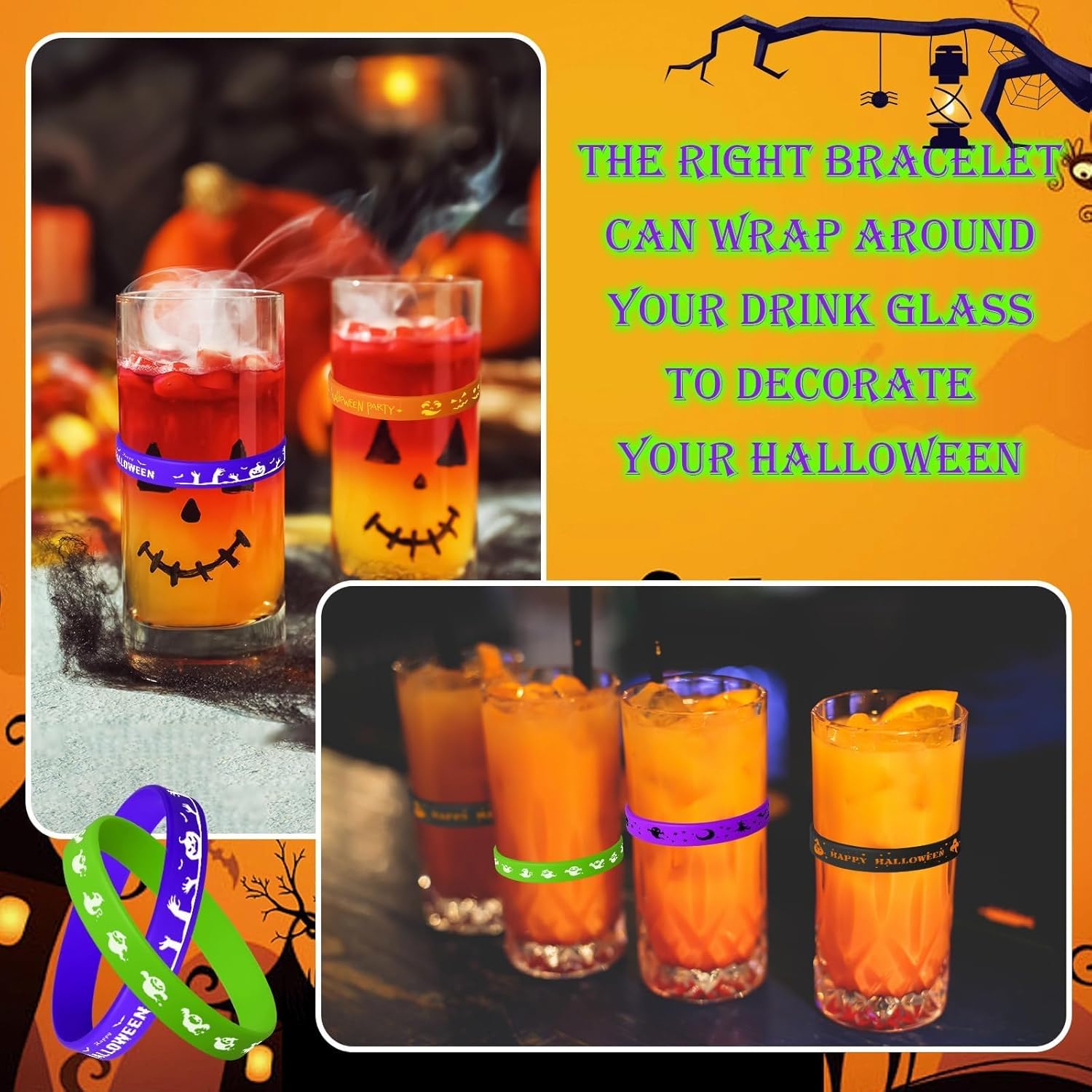 120PCS Halloween Rubber Bracelets,Silicone Wristbands for Halloween Party Favors Supplies Rubber Bracelets Bulk for Trick or Treat Gifts - Image 5