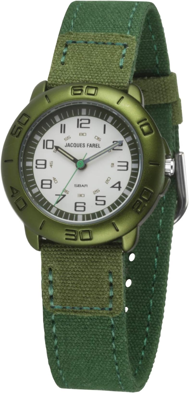 JACQUES FAREL Happy Learning KOP 22 Kinderhorloge, leerhorloge, analoog, kwarts, met textielband, antraciet, grijs, Riemen