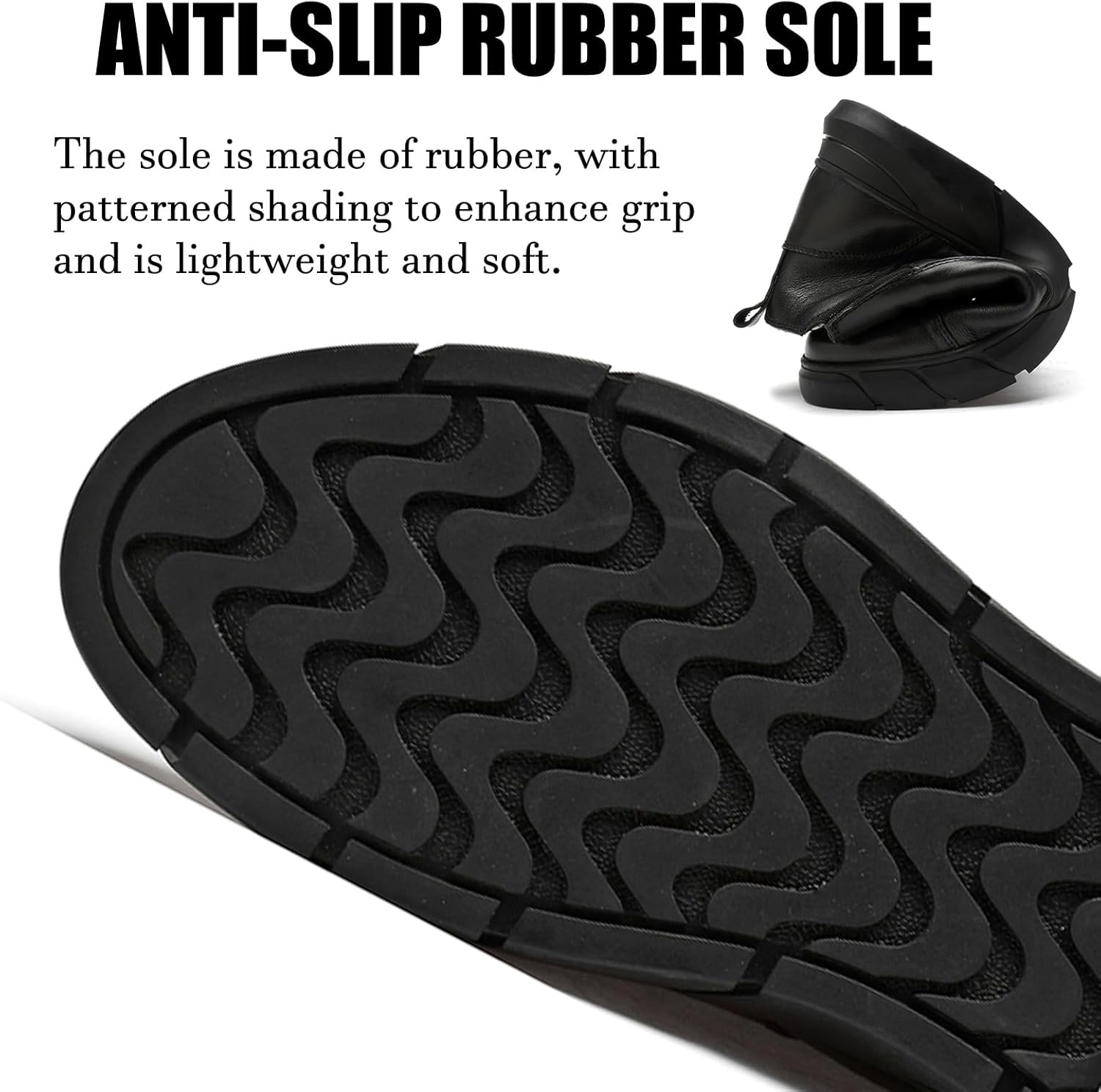 Optigard Men's Italian High-top Casual Leather Boots,Side Zipper Waterproof Non-Slip Warm Fur Lined Business Dress Booties Chelsea Chukka Ankle Boots for Men - Image 5