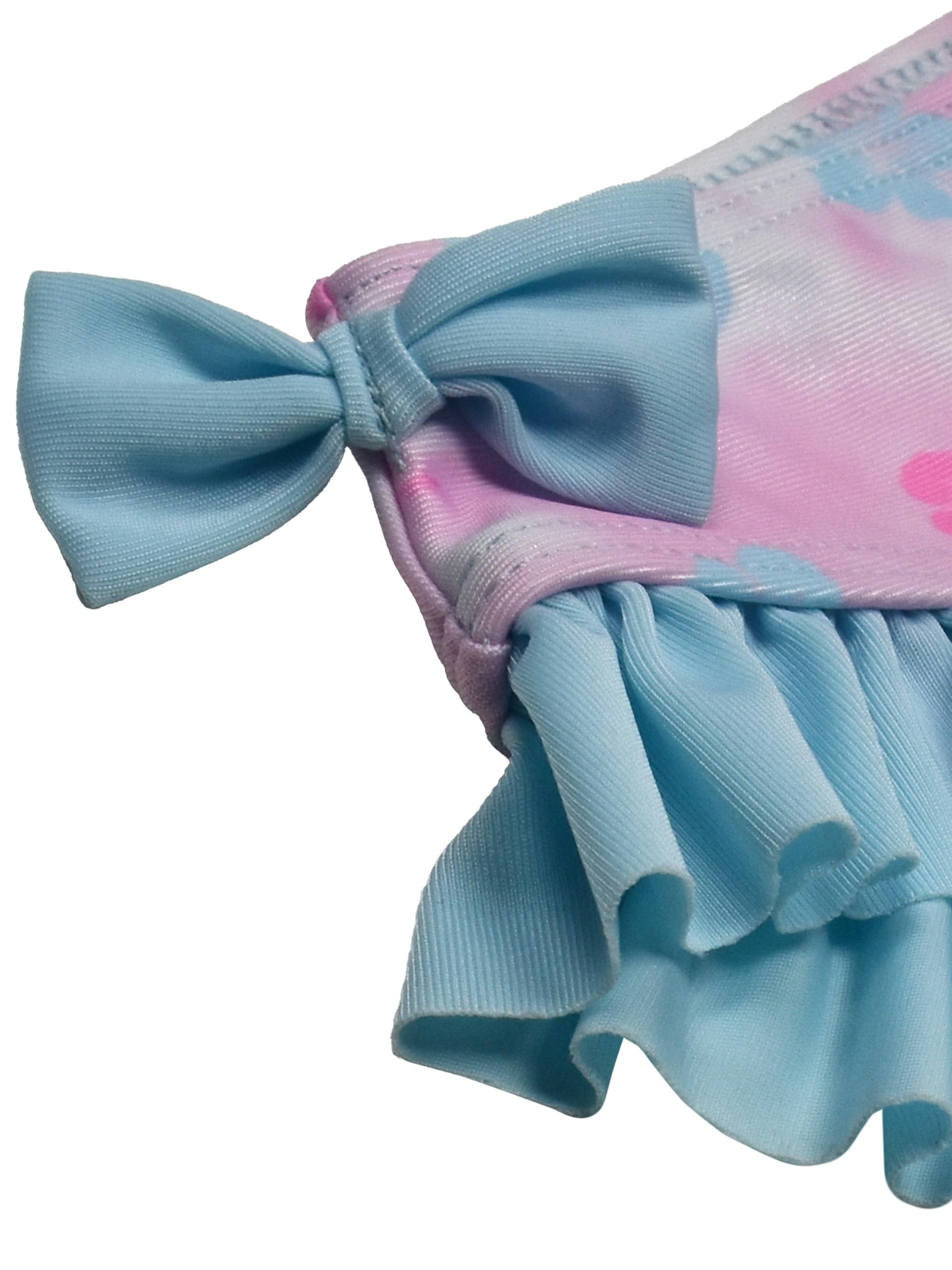 Disney Lilo & Stitch Bikini con volant e fiocchi per ragazze – Costume da bagno in due pezzi, rosa/blu