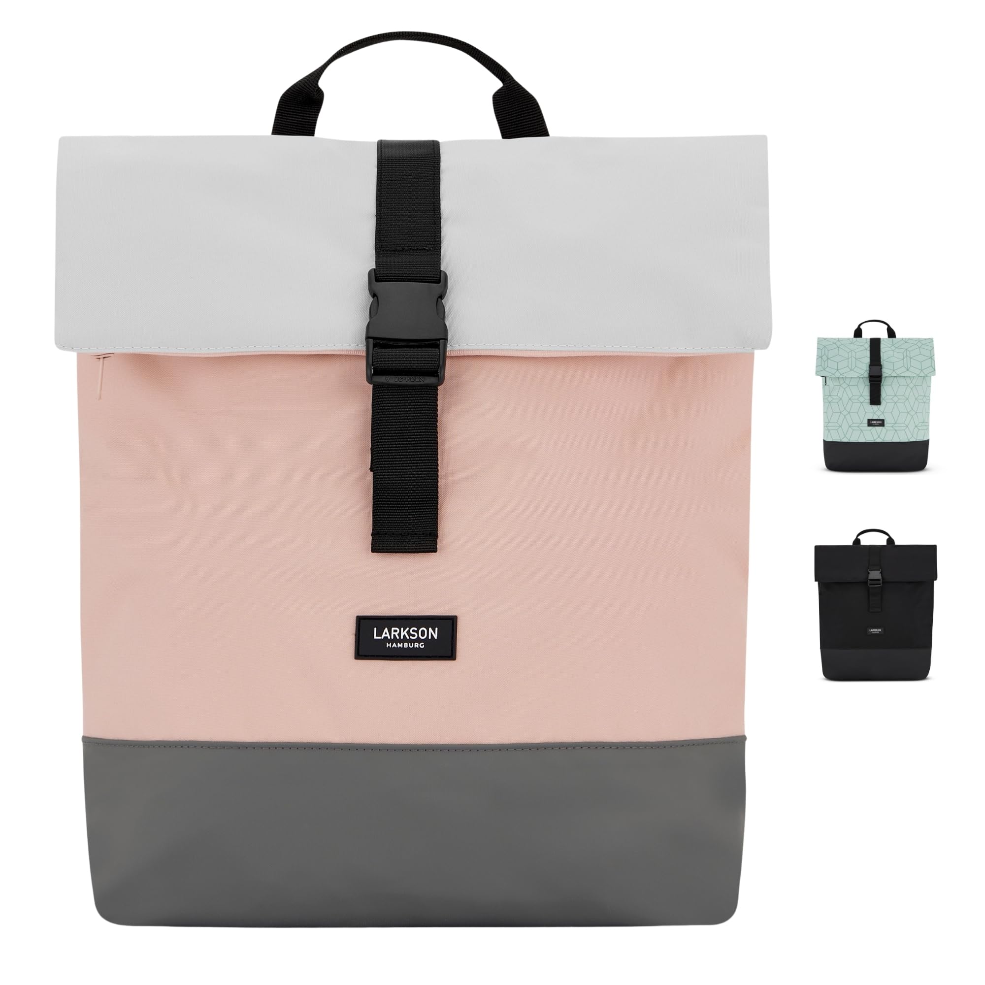 LARKSON Rucksack Damen & Herren Rosa - Tammo - Rolltop Daypack für Arbeit Uni Fahrrad - Backpack mit 16 Zoll Laptop Fach - Rückenpolsterung & Wasserabweisend