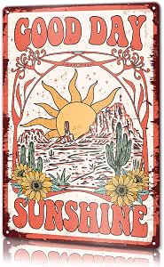 Vintage Hippie Good Day Sunshine Metal Sign Home Wall Decor