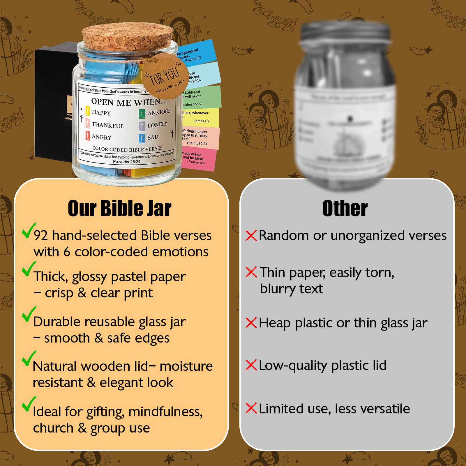 Craft Your Lab Bible Verse Jar - Mindfullness Christian Gifts for Men & Women, Gift Idea for Birthdays, Graduations, Baptisms, Mothers Day, Fathers Day (Gift Ready with Bookmark & Ribbon) - Image 6