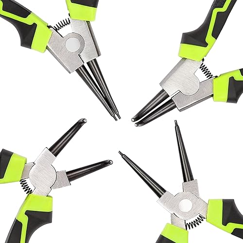 Miniatura 8 de FASTPRO Juego de alicates de anillo de presión de 4 piezas de 7 pulgadas, kit de alicates de clip para circuito interno/externo con mandíbula