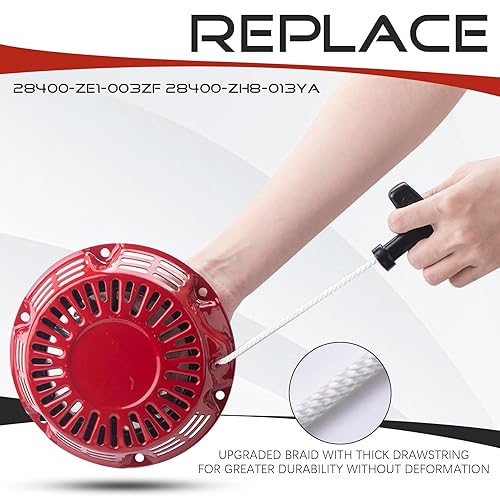 Miniatura 5 de Arrancador de retroceso con copa de arranque compatible con Honda GX120 GX160 GX200 Arrancador de tracción (patas de varilla de acero) Motor