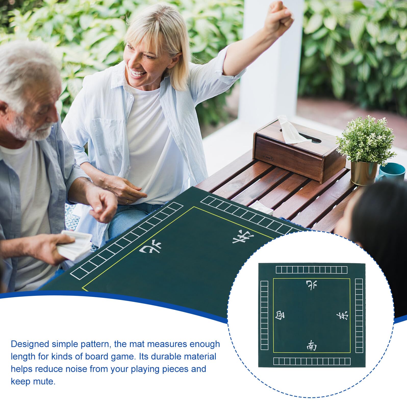 Tappeto da Gioco Mahjong Quadrato Verde, Poliestere e Gomma | Copertura per Chips e Rastrelliere Carte, Protezione Duratura, Riduzione del Rumore, Formato Singolo