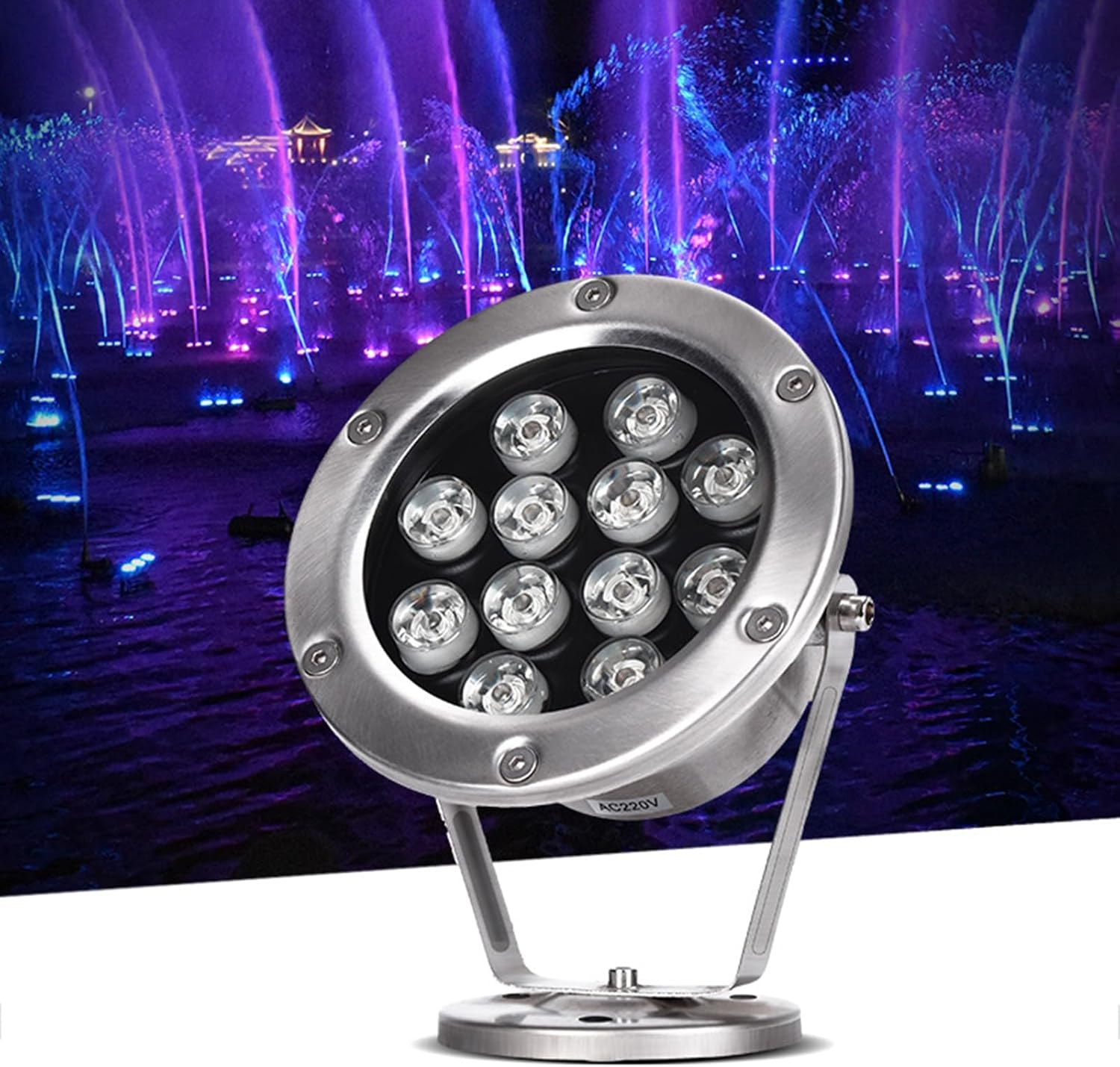 Underwater Pond Light Stainless Steel Spotlight Low Voltage AC12/24V IP68 Waterproof LED Pool Lights for Waterfall Parks Fountain Landscape Light