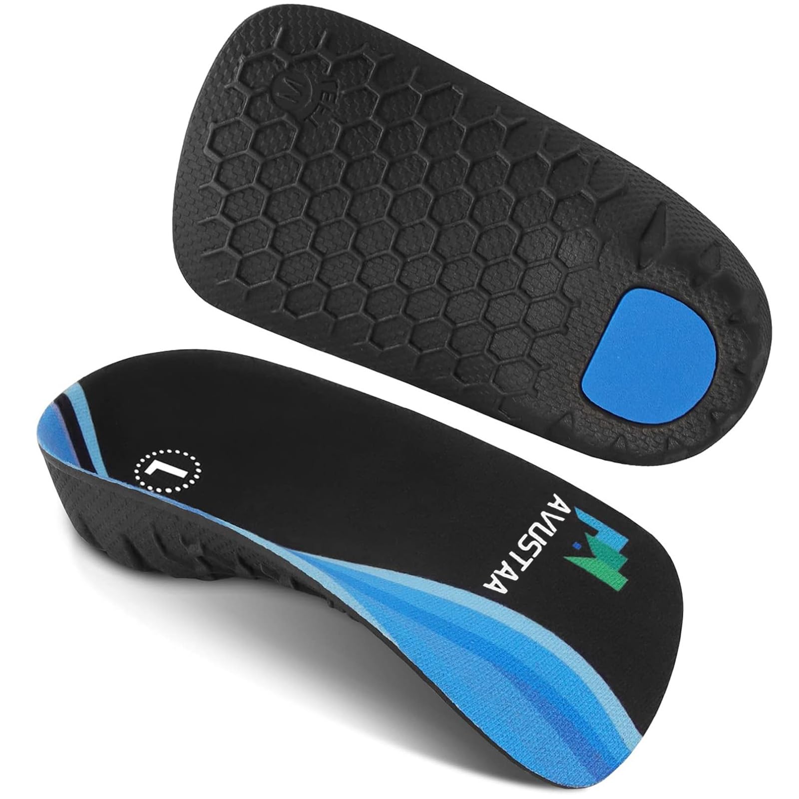 High Arch Support Insoles 3/4 Orthotic Inserts for Flat Feet Plantar Fasciitis Relief Overpronation, Shoes Insoles for Men Women Running, Black and