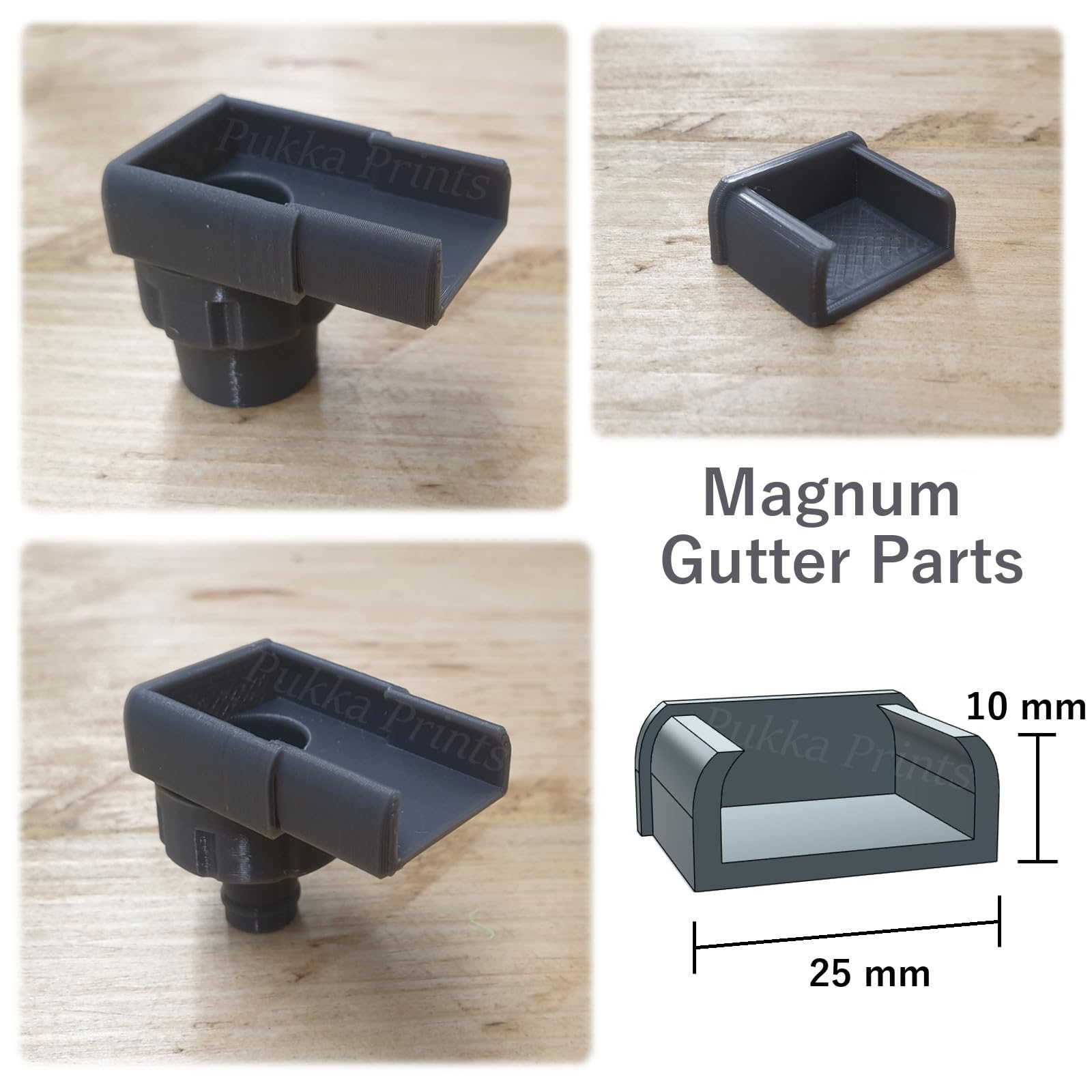 Greenhouse Gutter Outlet & Blank End Kit fits 25 x 10mm Gutter Compatible with Magnum, Grey - Image 2