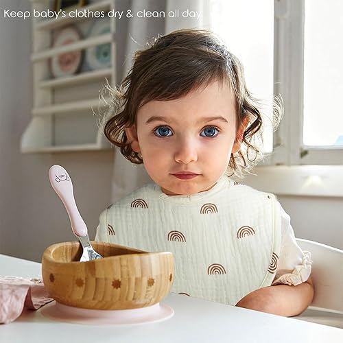 Miniatura 6 de Dormlony Baberos de muselina ultra suaves, elegantes y absorbentes, unisex, paquete de 6 baberos de algodón orgánico para babero y dentición