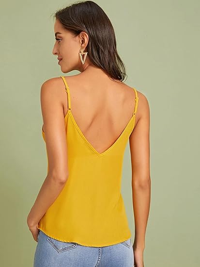 Istyle Can Sleeveless Spaghetti Strap Regular Fit V Neck Casual/Party/Sports Women's Blouse Top