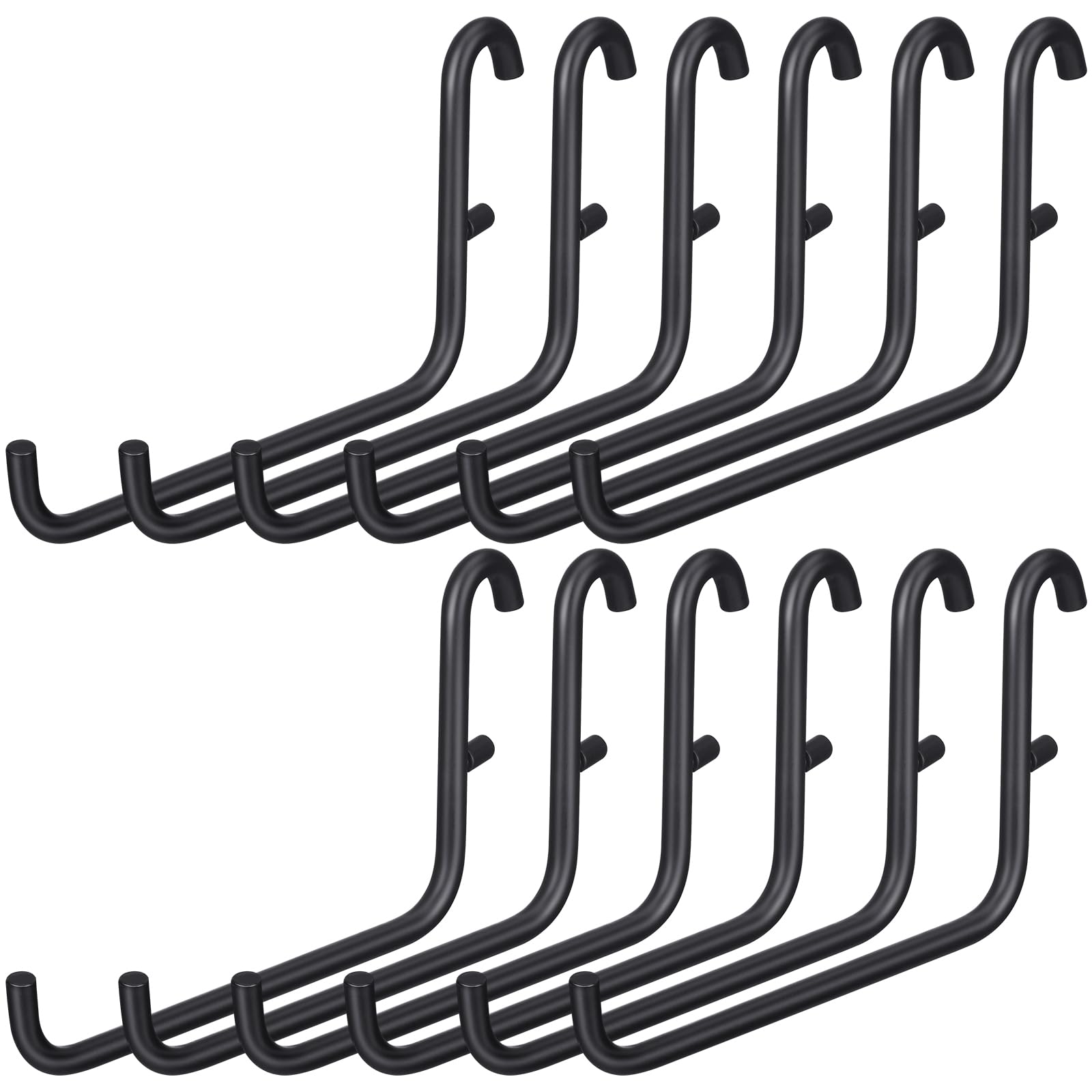 GlikCeil 12 Pcs Pegboard Hooks, 6 x 9.5 Centimeters, Pegboard Accessories Compatible with IKEA Skadis Long Metal Storage Hooks for Home Office Indoor