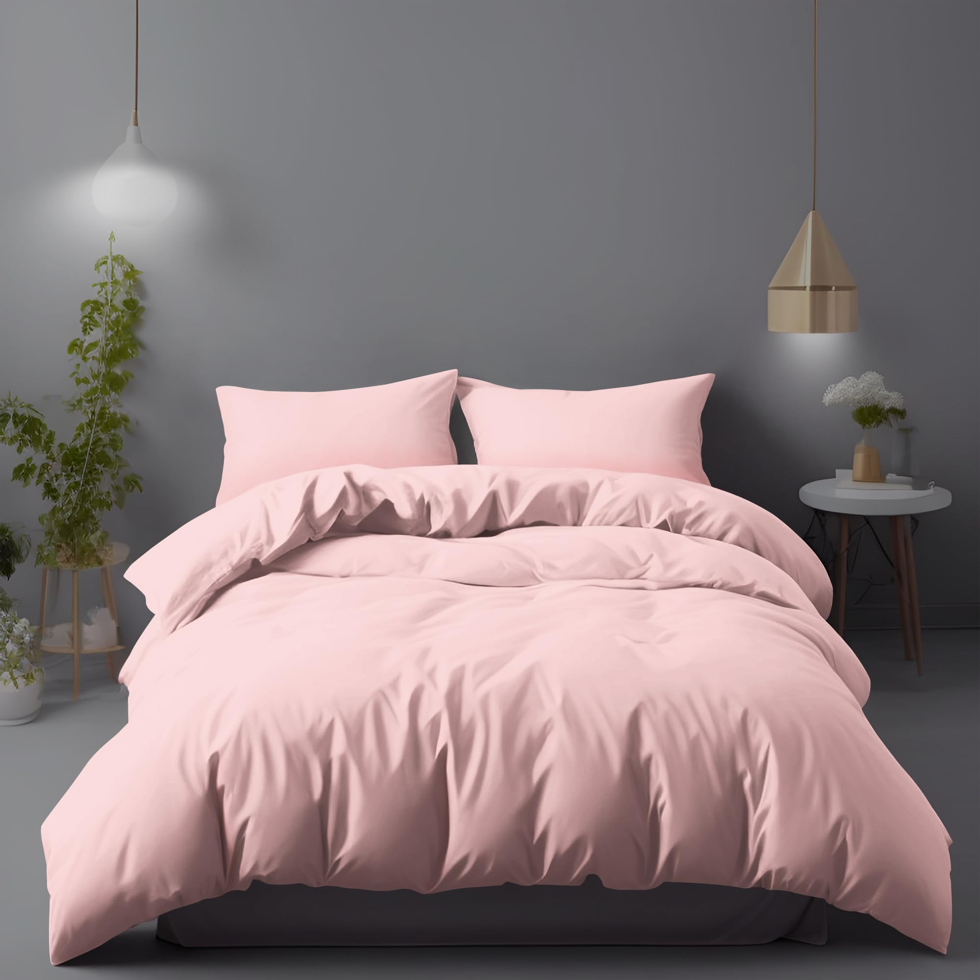 LivinEase Set Copripiumino Matrimoniale 240x220 CM con 2 Federe 65x65 CM in Microfibra Ultra Morbida, Ipoallergenico e Traspirante, Facile da Lavare, Rosa Monocromatico, Design Elegante e Moderno