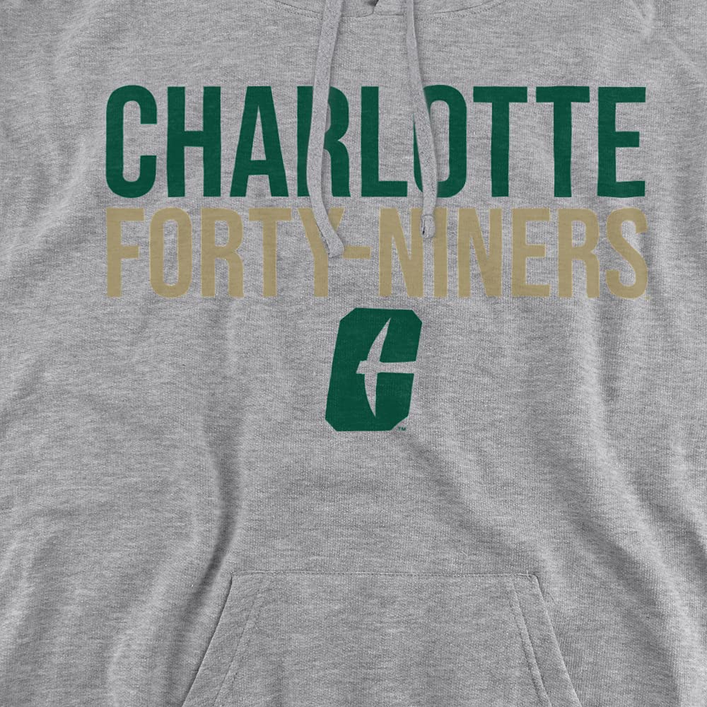 University of North Carolina at Charlotte Official Stacked Unisex Adult Pull-Over Hoodie,Athletic Heather, Medium