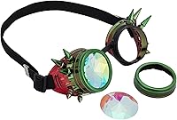 Vista 108 de Gafas caleidoscopio para raves trippy psicodélico steampunk con lentes de cristal de difracción de prisma arcoíris Negro