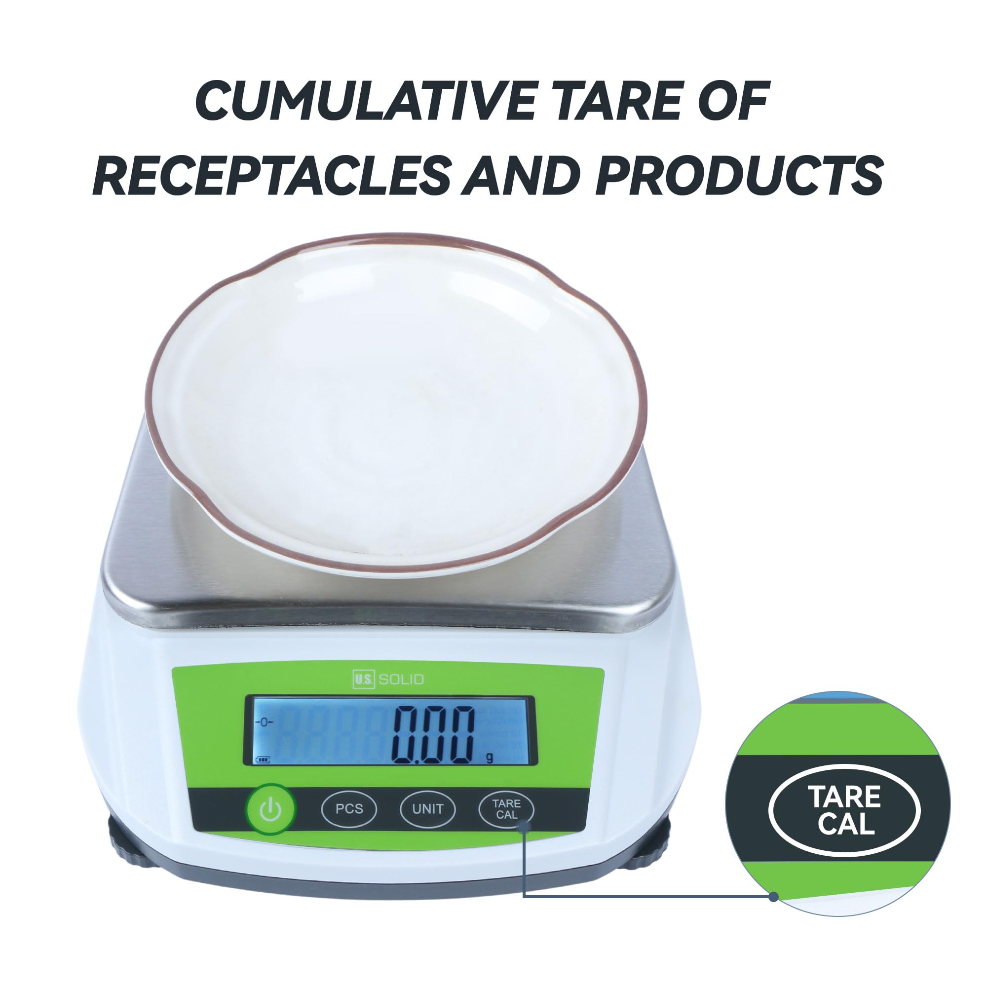 U.S. Solid Bilancia di precisione 5000 g/11 lb x 0,01 g – Bilancia analitica digitale da laboratorio per gioielli da cucina scientifica