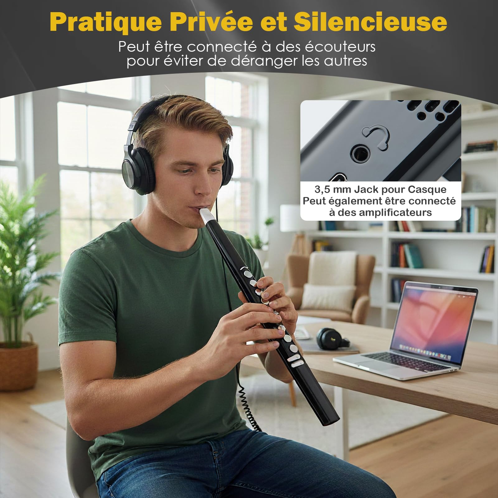 COSTWAY Saxophone Electronique MIDI avec 13 Tons & Affichage LED, Instruments à Vent Numériques avec 3 Sensibilités de Soufflage & 2 Becs, 2 Doigtés & Sac de Transport pour Débutants