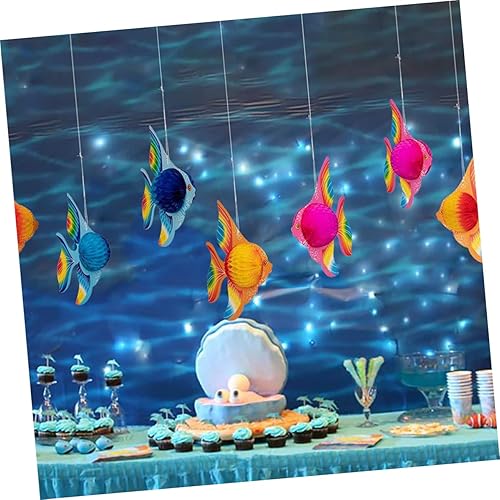 Miniatura 5 de 3pcs Honeycomb Fish Pendant Tissue Fish pom poms Hawaiian Party Honeycomb pom pom Trim Hanging Accessory Hanging Fish Tissue Honeycomb Decorations