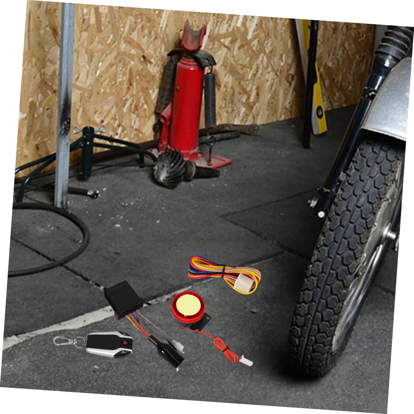 STOBAZA Kit Antifurto Moto Allarme Bidirezionale e Avvio Remoto, Dispositivo di Blocco Automatico Motore in Plastica Telecomando, per Sicurezza Motociclette
