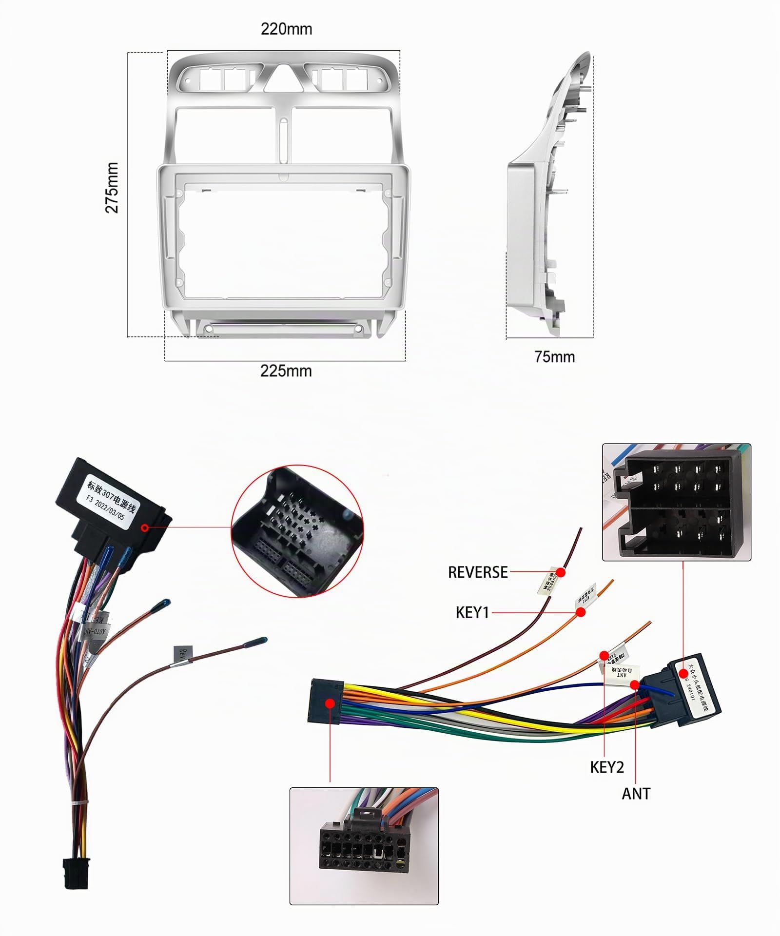 Hodozzy Autoradio pour Peugeot 307 2002-2013 avec CarPlay sans Fil Android Auto, 9 Pouce Touchsreen avec Bluetooth/RDS Radio/SWC/GPS/Youtube/USB/V-Link/+Caméra de Recul