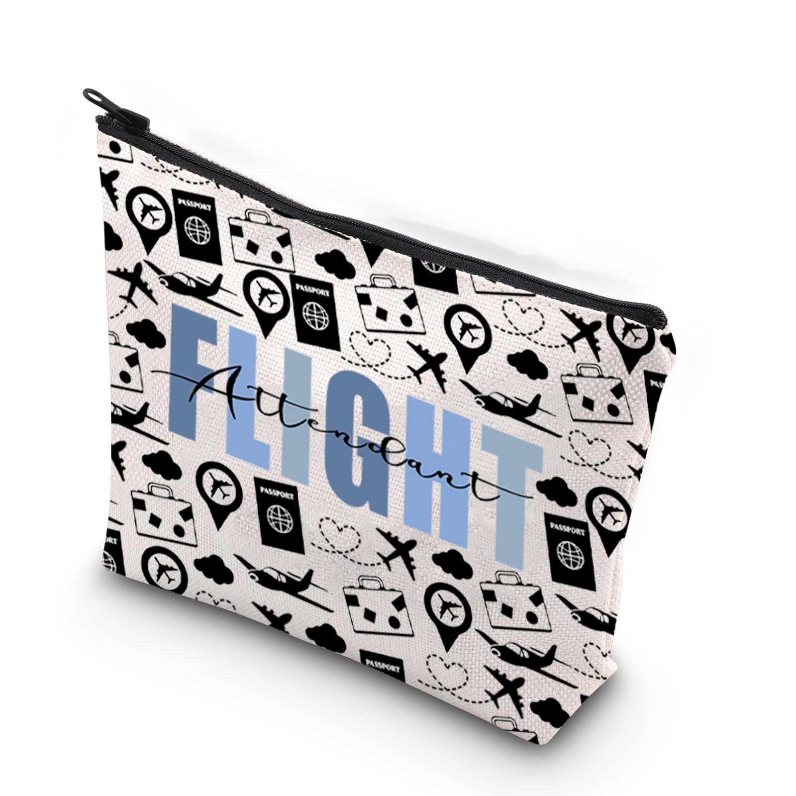 LEVLOFlight Attendant Canvas Makeup Bag Flight Attendant Thank You Gifts Flight Attendant Graduation Gifts Pilot Zipper Pouch (Flight Attendant 1uk)