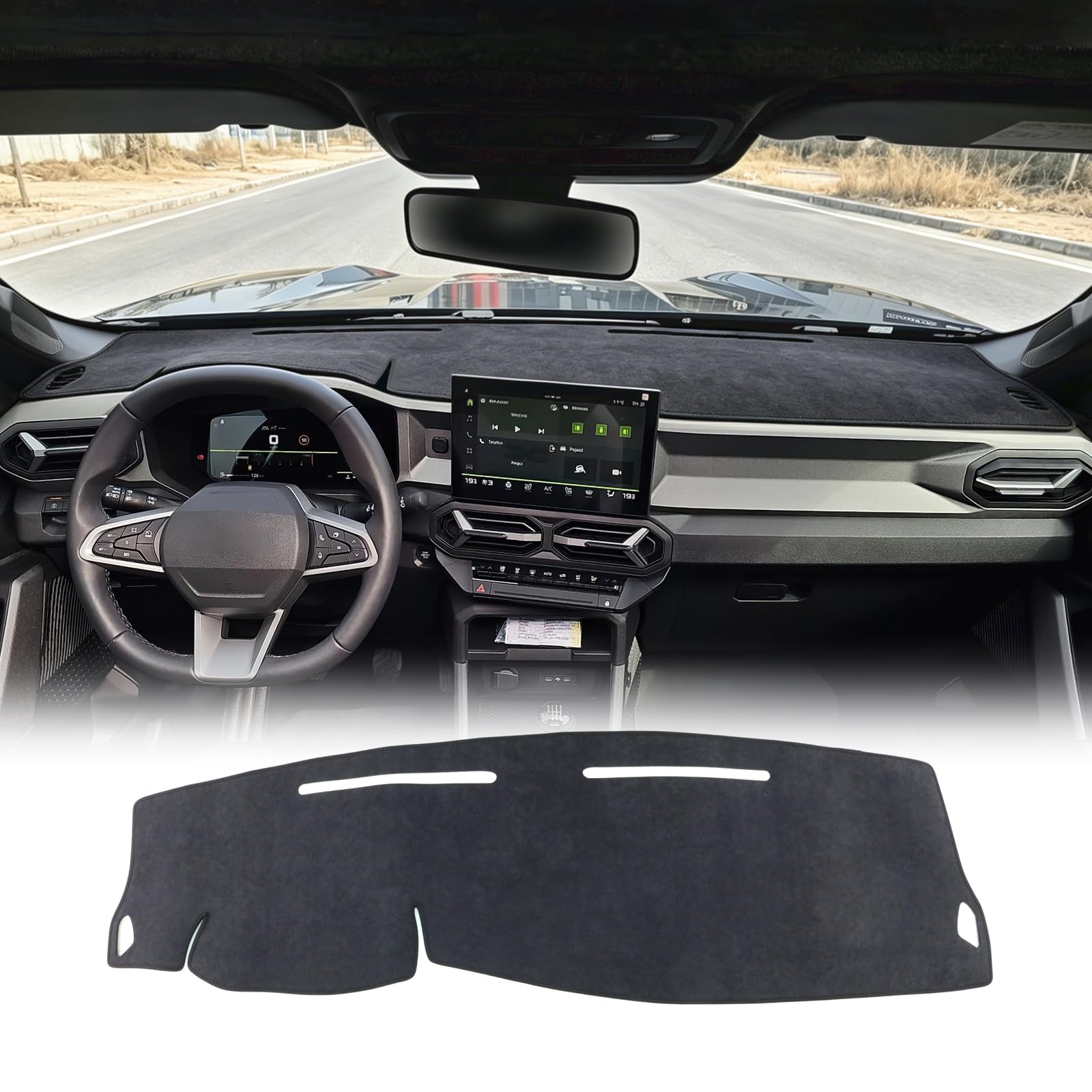 Copertura parasole per cruscotto dell'auto, per Dacia Duster 2024-2026 Bigster 2025-2027 antigraffio, antiscivolo, accessorio per interni (flanella)