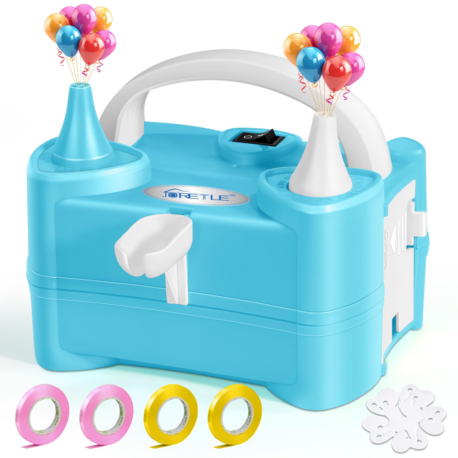 Pompe à Ballon Électrique Portable, Gonfleur avec Porte-Ballon et 2 Buses