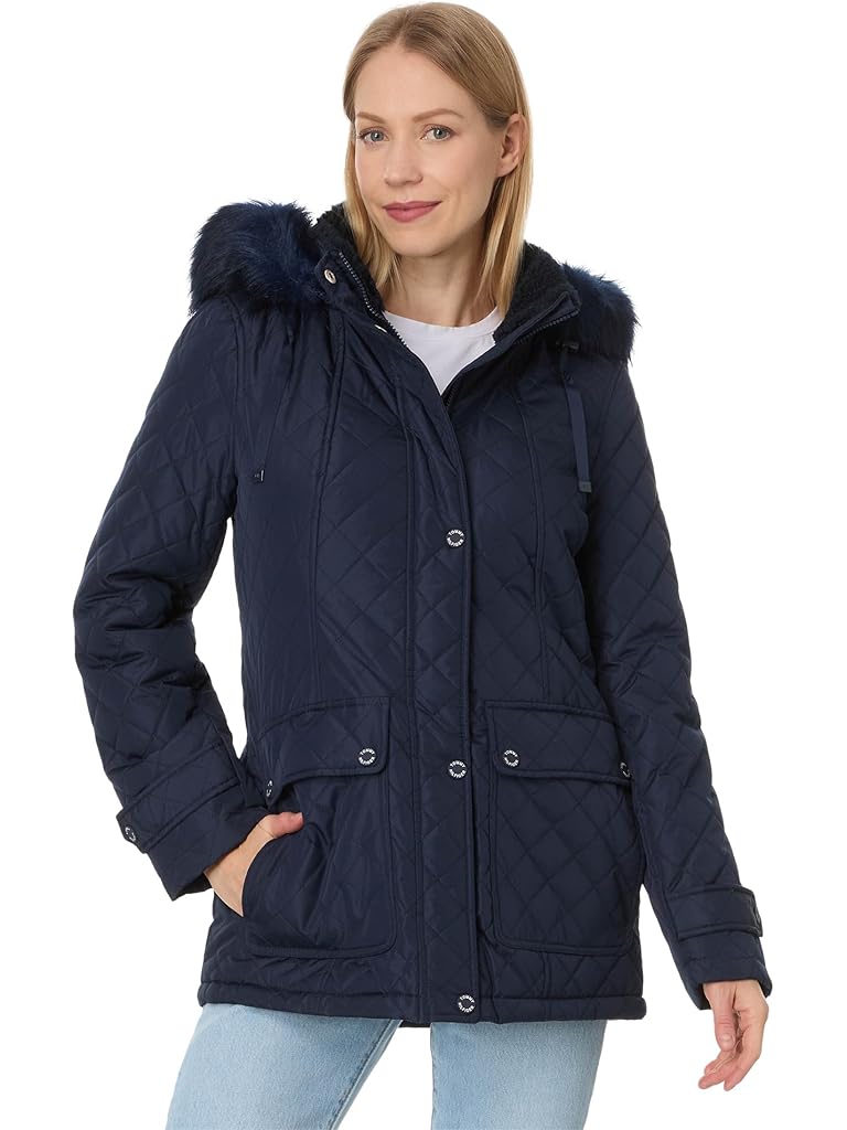 Tommy Hilfiger Faux Fur Trimmed Quilted Jacket