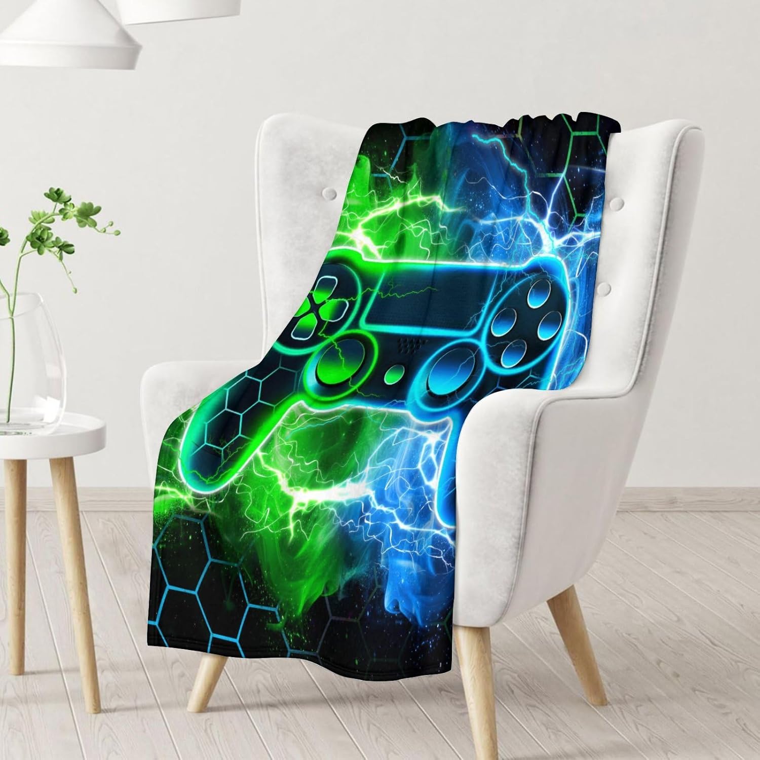 Gamer Throw Blanket - 60" x 80" Boys Gifts for Adults, Men - Soft Flannel Gamer Room Decor Throws Blankets