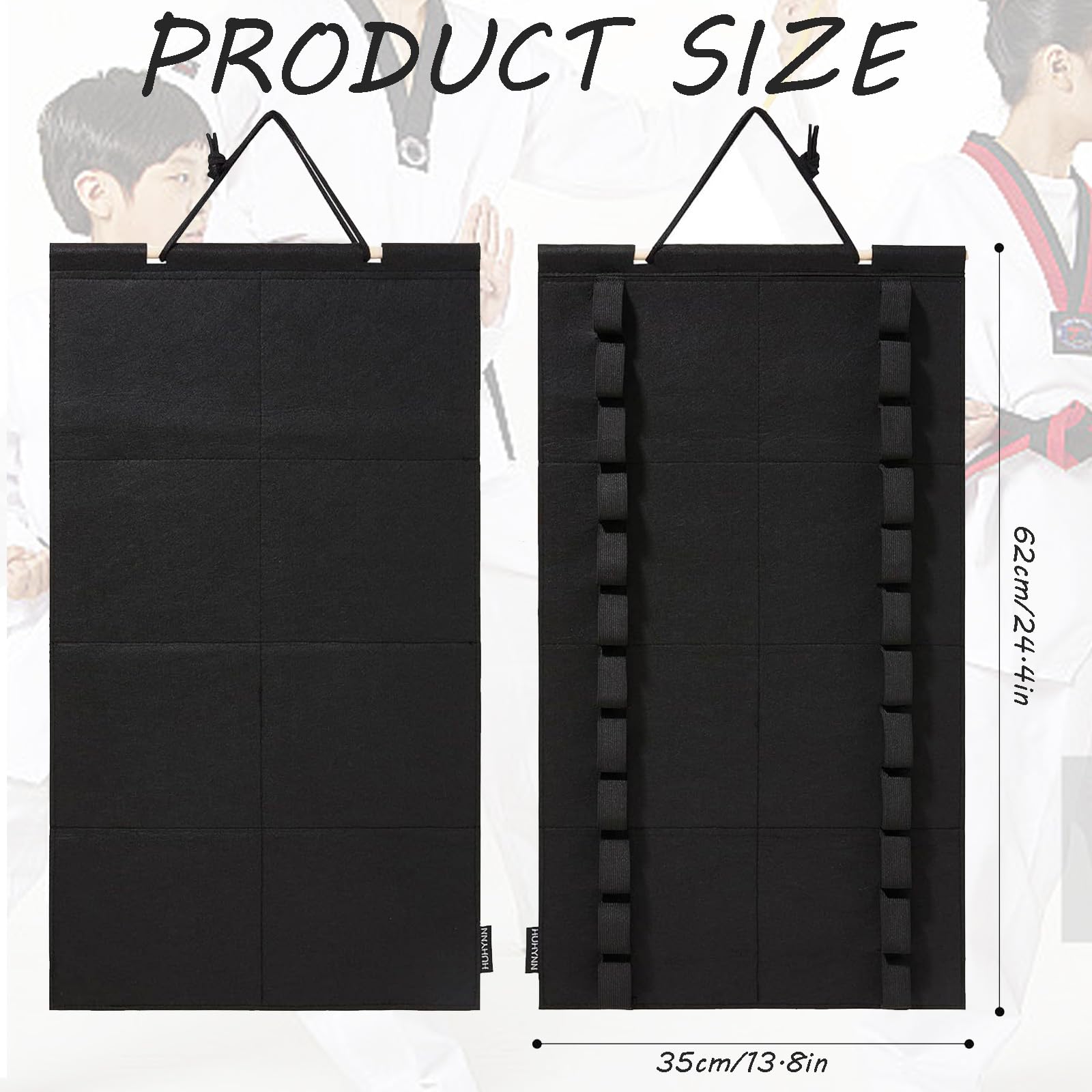 Da Muro Organizer Cinture Arti Marziali Per 8 Cinture E 5 Medaglie - Display Per Karate, Judo, Taekwondo | Grigio Scuro Porta Cinture Karate