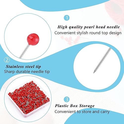 Miniatura 23 de 420 alfileres de costura rectos para tela, alfileres de acolchado de 0.63 pulgadas, pequeños alfileres de costura rectos con cabeza de bola
