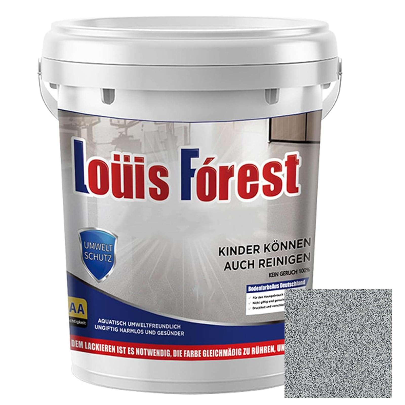 Epoxy Colored Sand Floor Paint, Louis Forest Epoxy Floor Paint, Epoxy Colored Sand Self Leveling Coating, High Gloss Marble Effect Garage Coating (Sesame Gray)