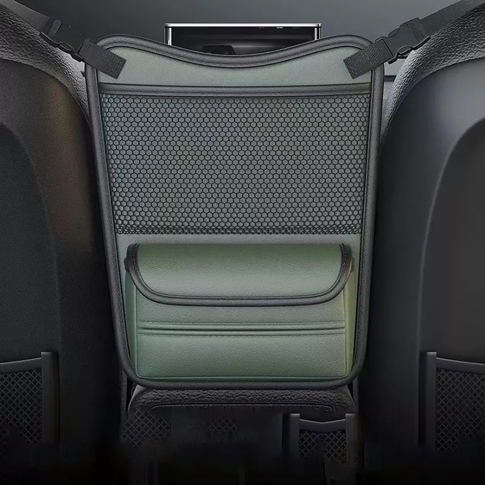 Generisch Auto-Organizer Zwischen für Renault Scenic E-Tech Electric V 2023 2024 2025, Leder Aufbewahrungstasche Handtaschenhalter Staufach für Spielzeug Snacks Getränke, Ideales Reisezubehör