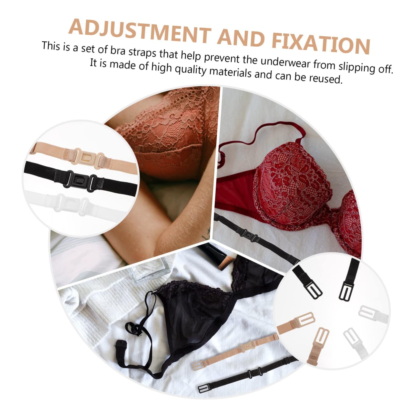 SHERCHPRY 48pièces Bretelles De Soutien- Élastiques Réglables Accessoires De Lingerie Couleurs Assorties