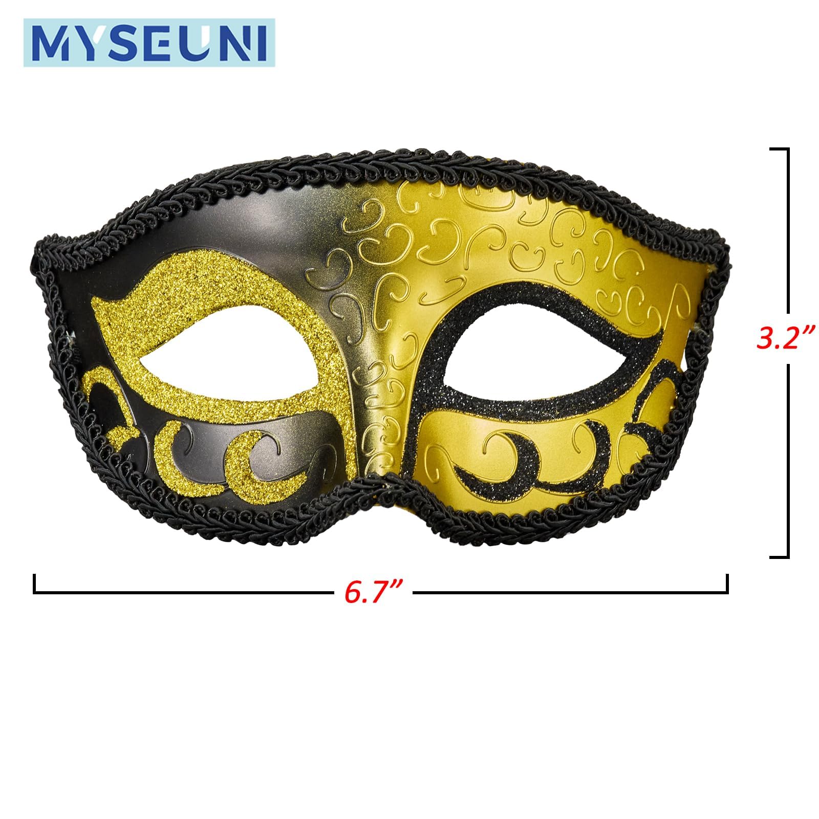 MYSEUNI Gold-Tone Masquerade Mask for Men Venetian Retro Mask, for Cosplay Halloween, Party, Carnival, Masquerade Ball - Image 2