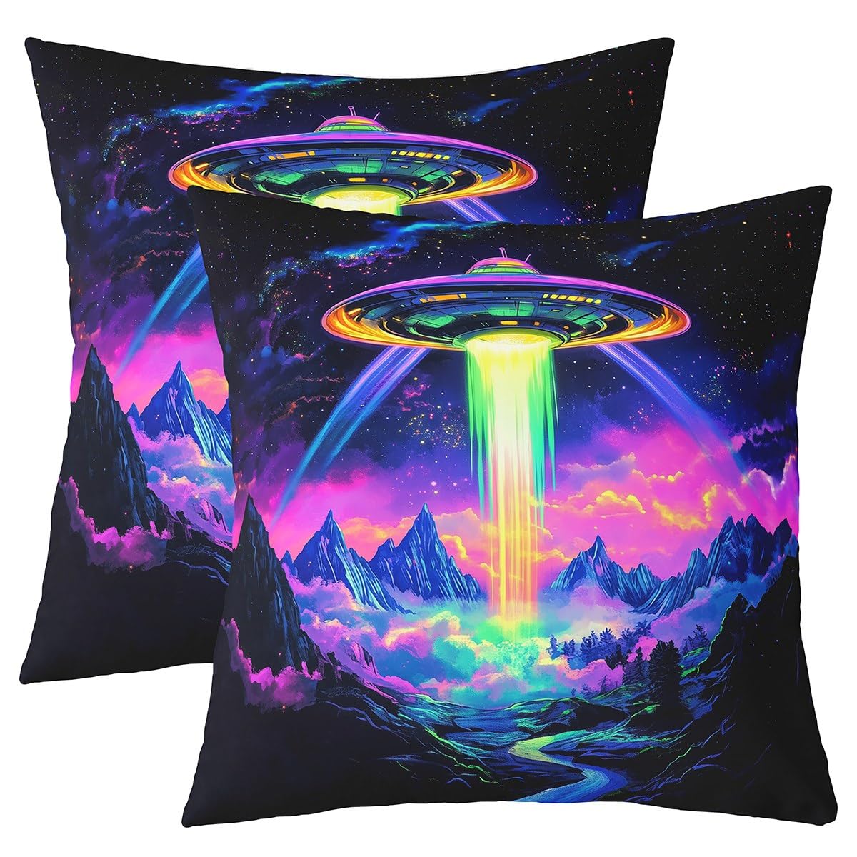 Housses de coussin galaxie au motif univers mystérieux et couleurs fluo