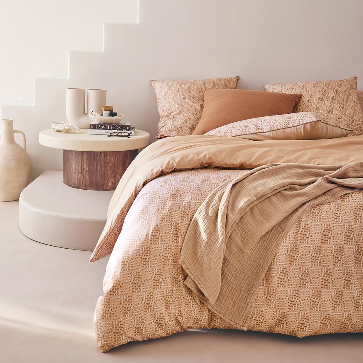 ESSIX Hypnos Cotton Percale Duvet Cover, 200 x 200 cm, Beige - Image 4