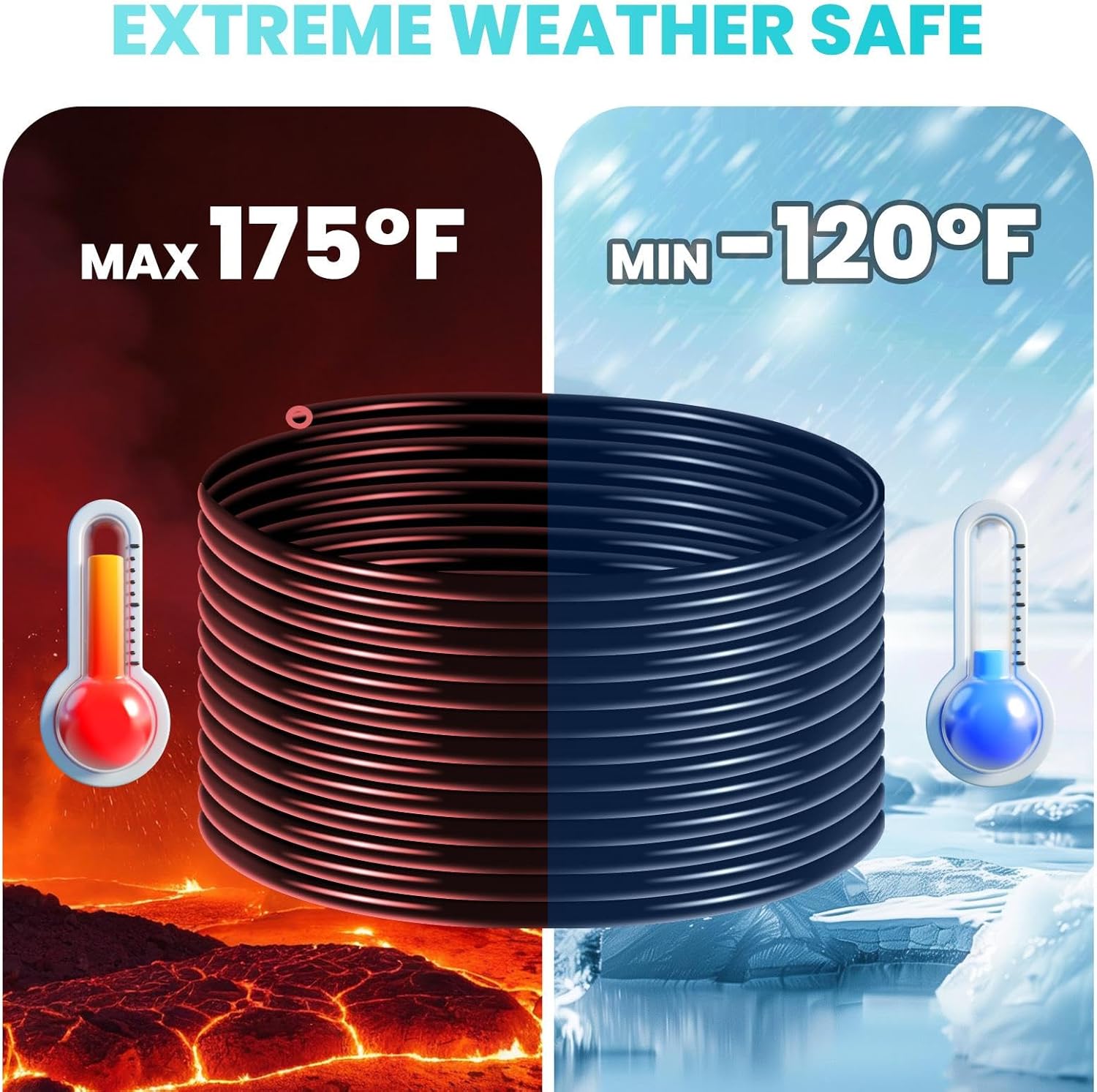 3/8 Inch Self Sinking Aeration Hose, 100FT Weighted Tubing for Pond Aeration System, Includes 10 Stainless Clamps and 4 Menders