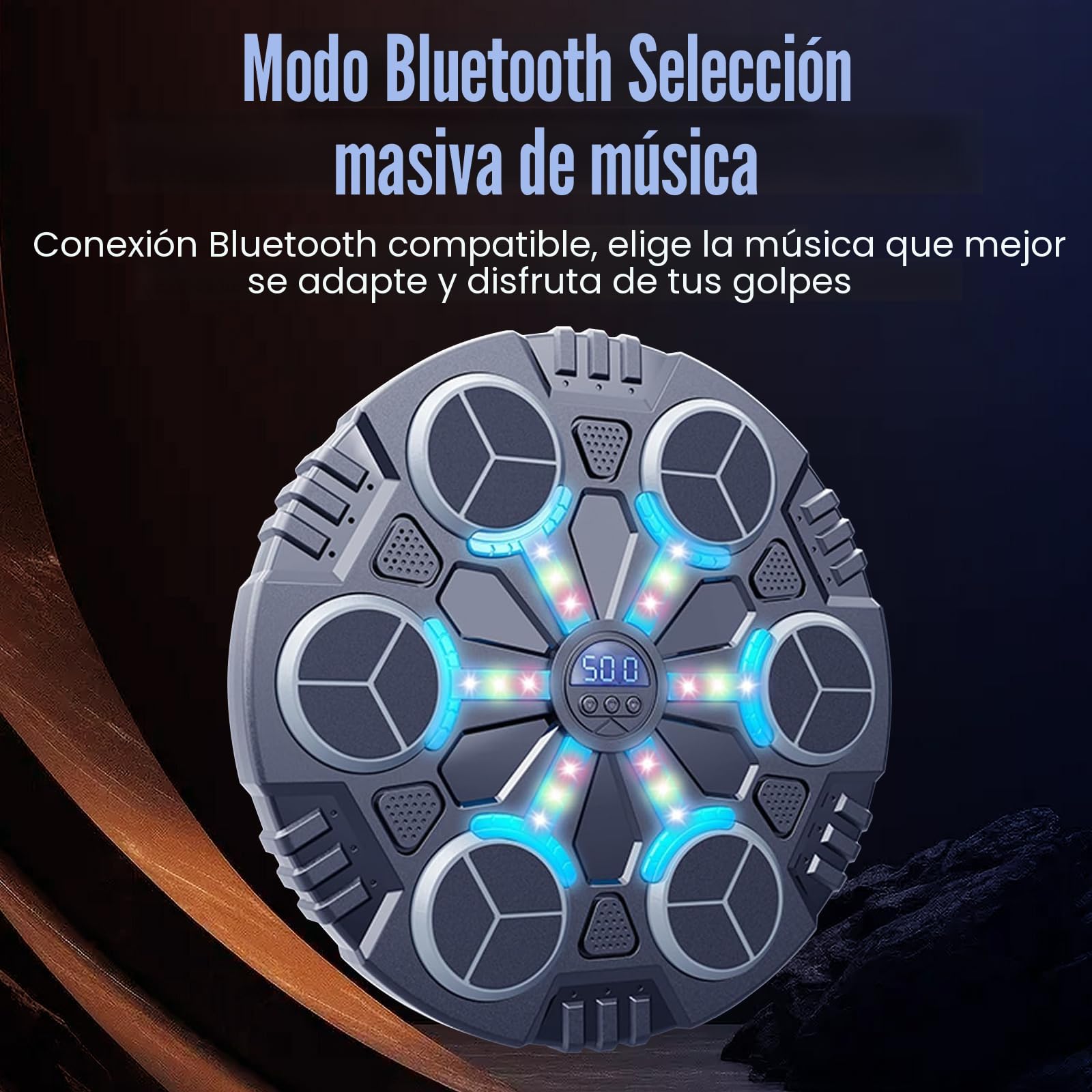 Eznaobo Máquina de Boxeo Musical de Pared con Guantes, 3 Velocidades, Luz LED y Bluetooth