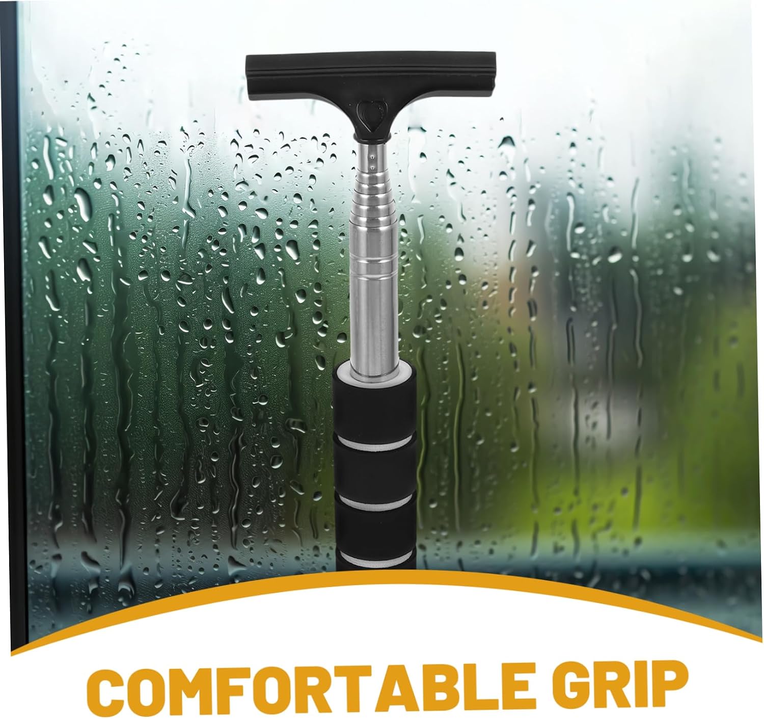 Amosfun Retractable Car Window Squeegee Long Handle – Mini Windshield and Mirror Cleaner Tool for Vehicle Glass – Streak-Free Cleaning Gadget
