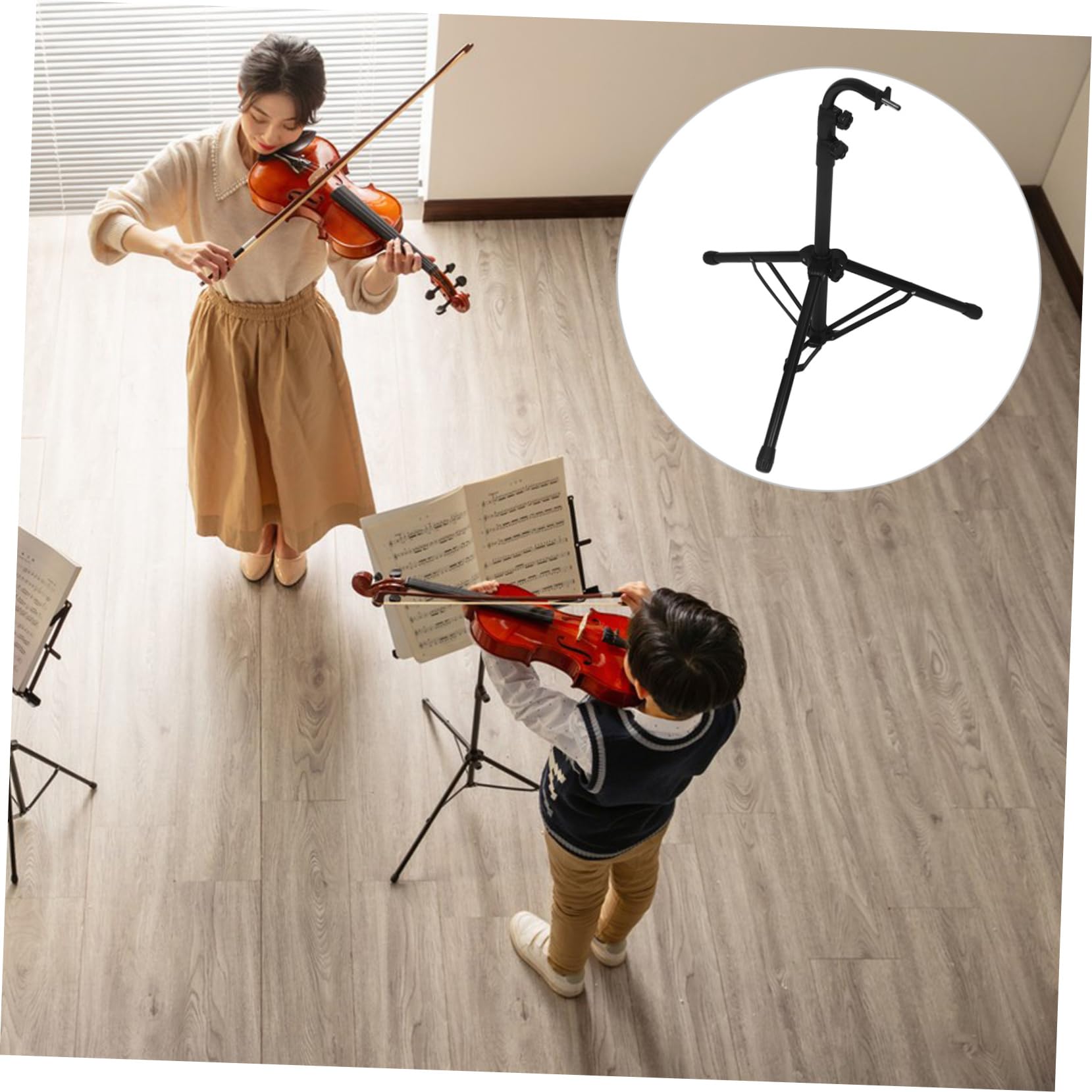 Supporto a Treppiede per Percussioni e Strumenti Sospesi Nero | Acciaio, Struttura Tripode, Smontabile, per Esibizioni su Palco, Supporto per Bar Chimes e Wind Chimes