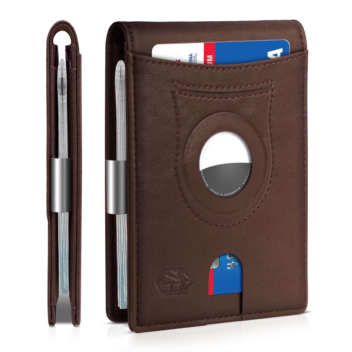 Zitahli Men's Wallets Airtag Holder Slim Rfid Leather with Gift Box