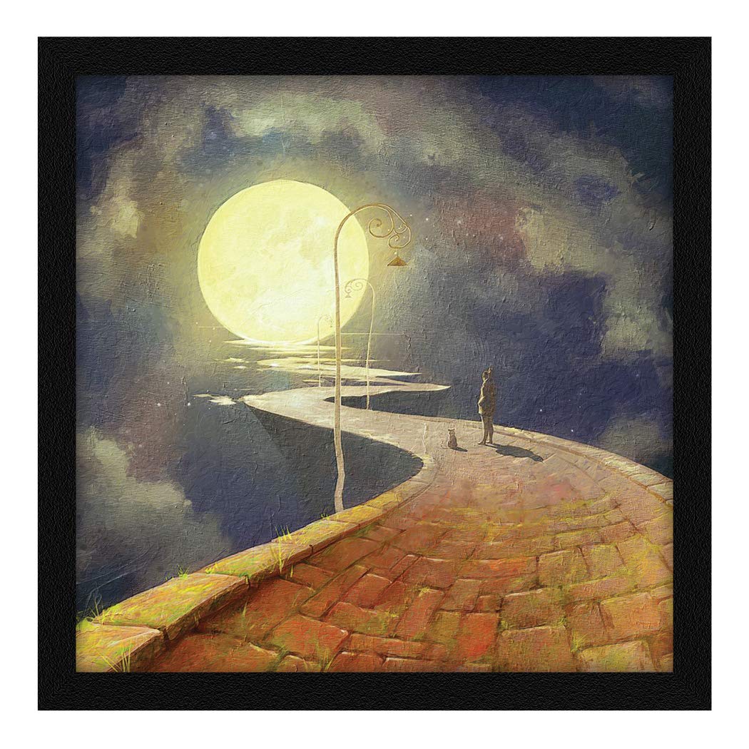 ArtX Paper Motivational Moon Wall Art Painting, Multicolor, Scenery, 13X13 in, Set of 1