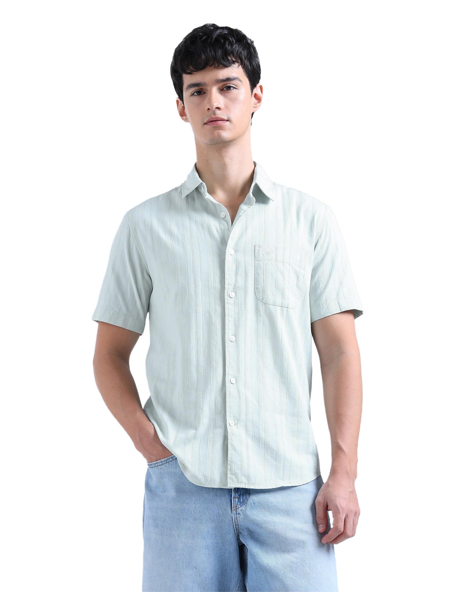 Men's Slim Fit Shirt | Self-Design | Short Sleeves | Shirt for Man-image-14