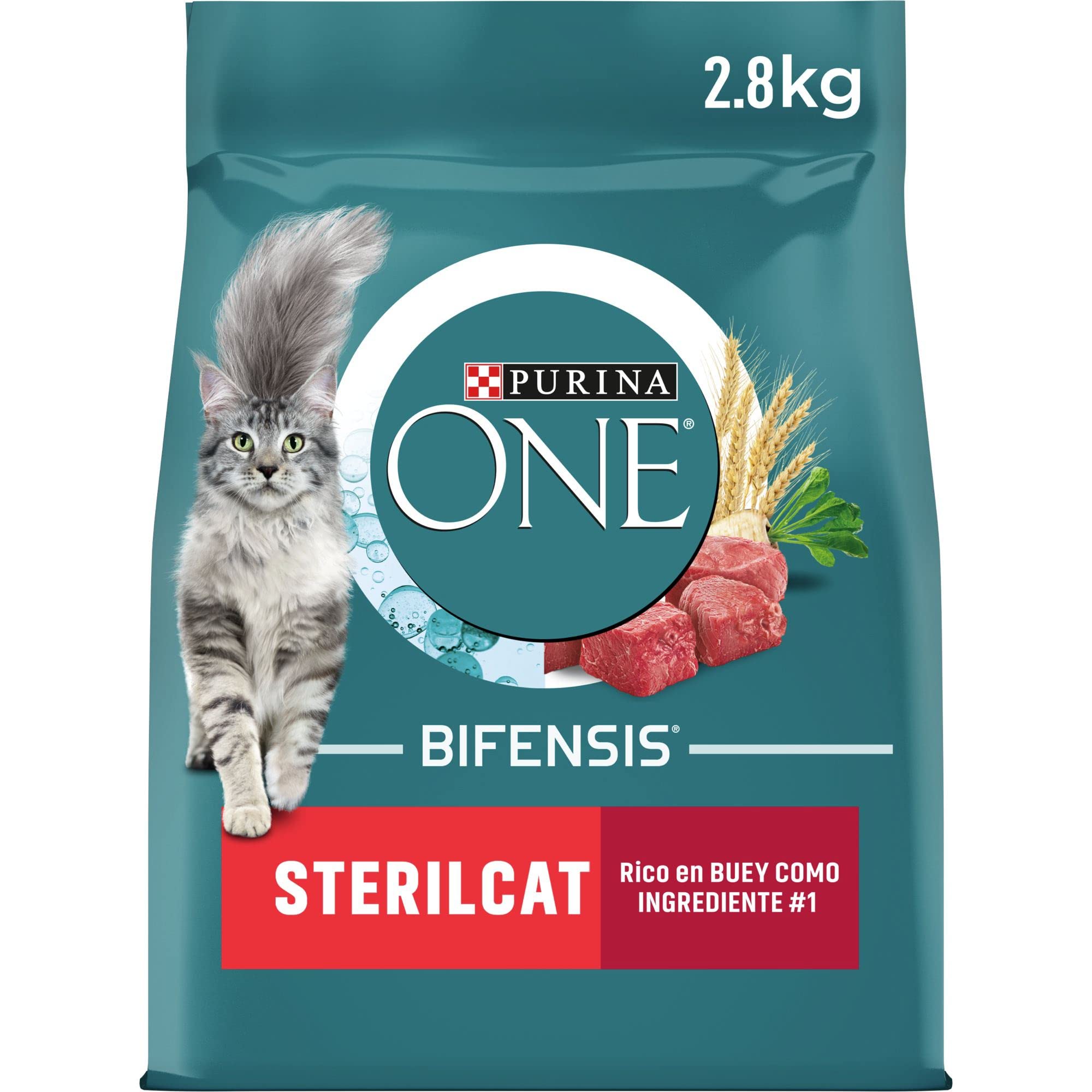 Purina ONE Bifensis Comida Pienso para gato Esterilizado Adulto con Buey, 4 bolsas de 2,8kg