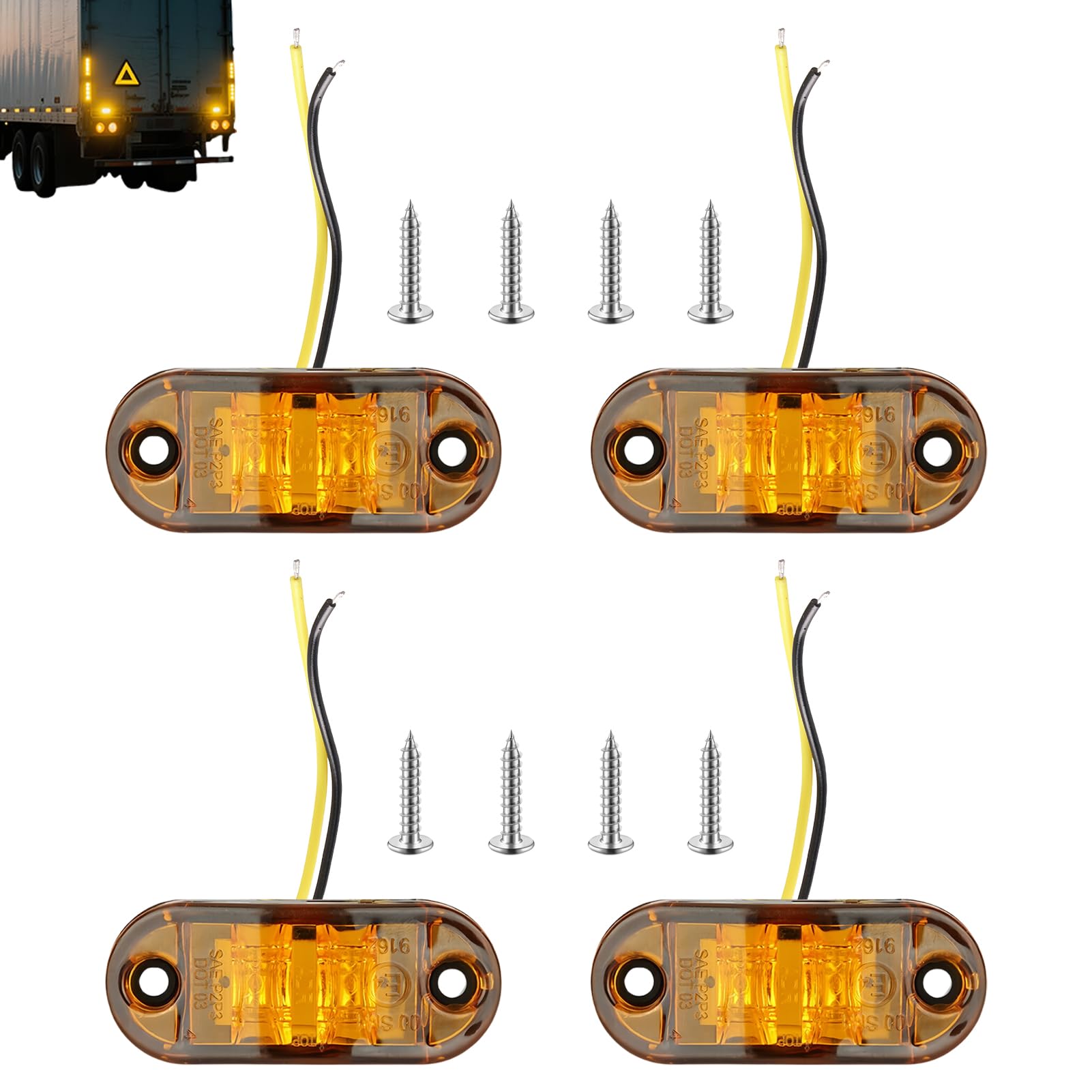 LED Seitenmarkierungsleuchten Set - 4 Stück, 12/24V, IP67 Wasserdicht