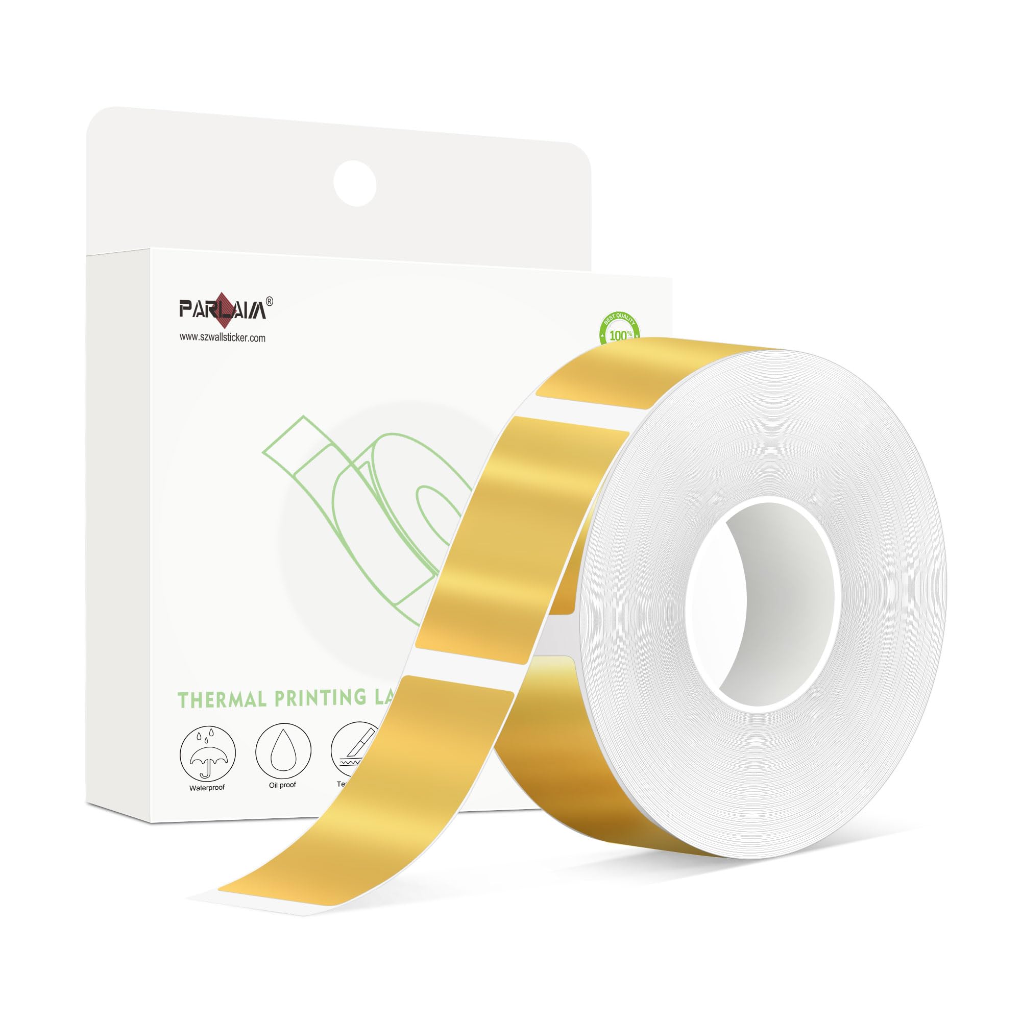 PARLAIMBright Gold Label Maker Tape, 30 X 14mm (1/2" X 1 1/8") 210PCS Thermal Sticker Paper Compatible with D30