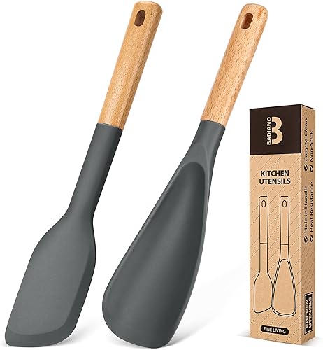 Cuchara de cocina y raspador para utensilios de cocina antiadherentes, ideal para cocinar y servir silicona mate duradera sin BPA, cuchara